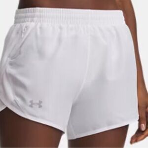 UNDER ARMOUR UA Fly-By Lined Women's 3" Shorts, White, Large, NWT